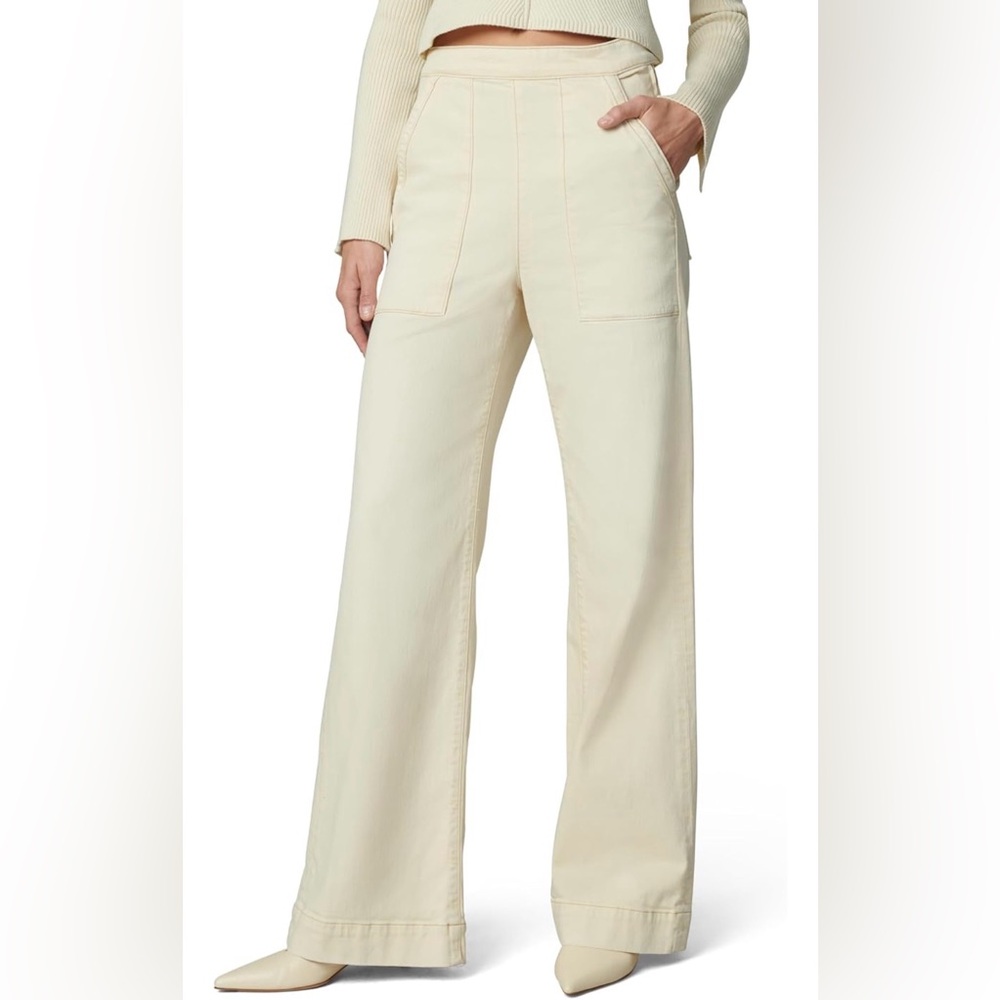 Joes side zip wide leg jeans in creme brule